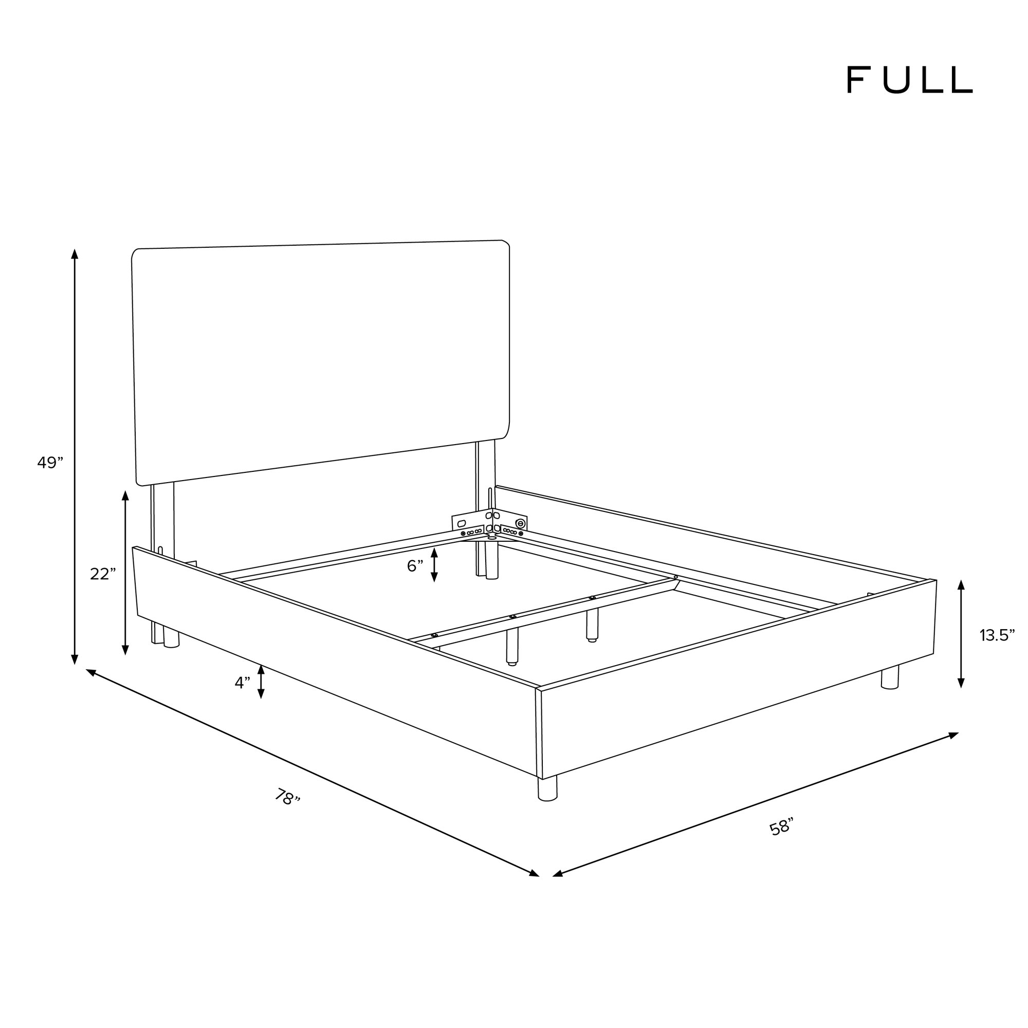 Atoll Upholstered Bed, Milsap Navy Sustain Tweed, Full