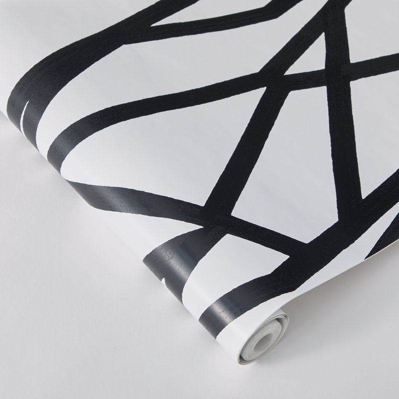 Huey 33' L x 20.5" W Peel and Stick Wallpaper Roll, Black/White, 16.5" L x 20.5" W