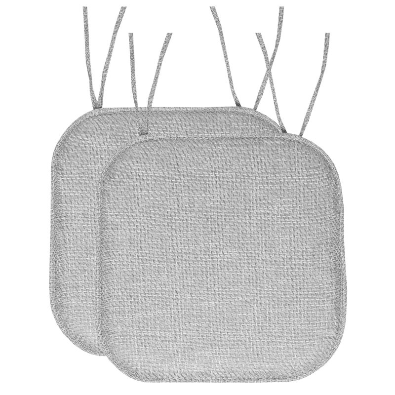 Coussin de chaise antidérapant en mousse à mémoire de forme à chevrons 16 po x 16 po avec attaches, 4, Gris