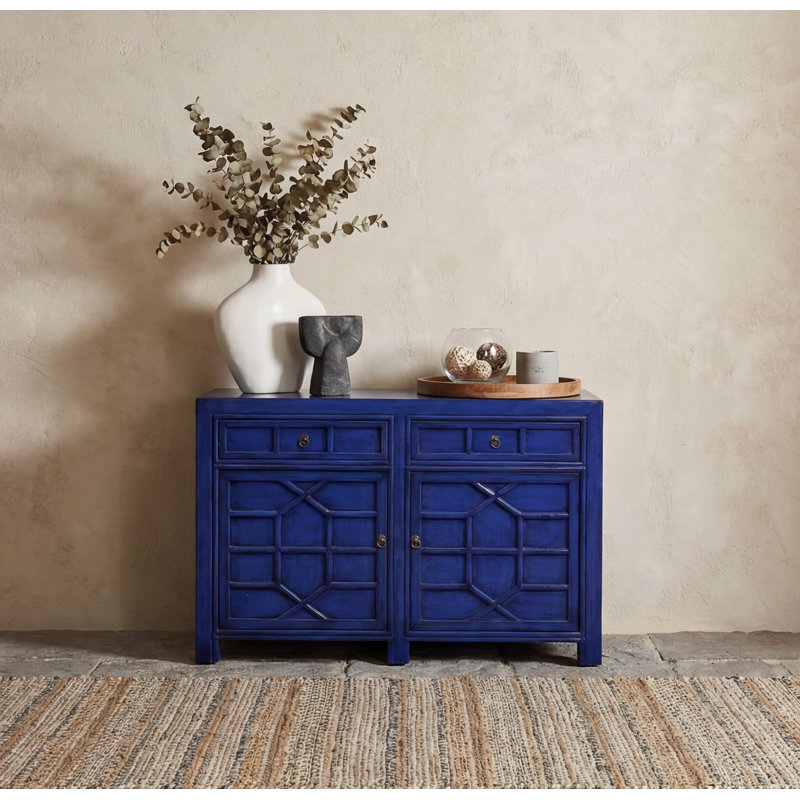 144cm Solid Wood Sideboard, Peacock Blue