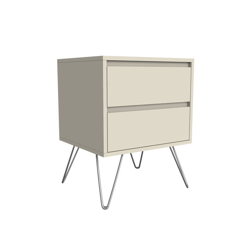 45cm W Manufactured Wood Bedside Table, Cream