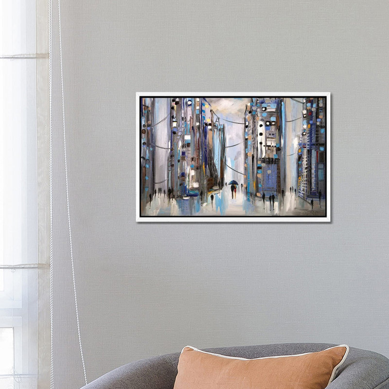 Rainy Afternoon by Ekaterina Ermilkina - Painting on Canvas, 66.04 cm H x 45.72 cm W, White Framed