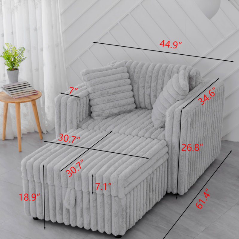 44.9"Soft  Modular Sofa Single - Very Comtable & Stylish. Matches 30.7" Ottoman With Hydraulic Lift. Ideal   & ,  Grey, Grey