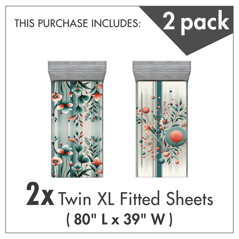 Microfiber Floral Fitted Sheet, Twin Extra Long Fitted Sheet