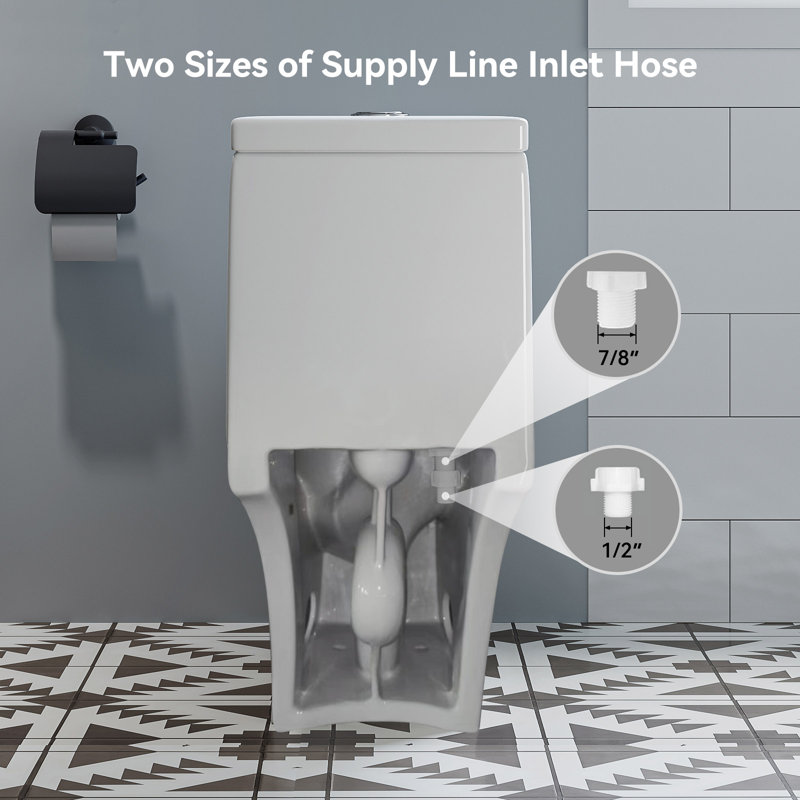 Toilette allongée une pièce à double chasse au sol Greta 1,28 GPF (siège inclus)