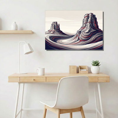 Art mural sur toile stylisé avec roches rouges et grises