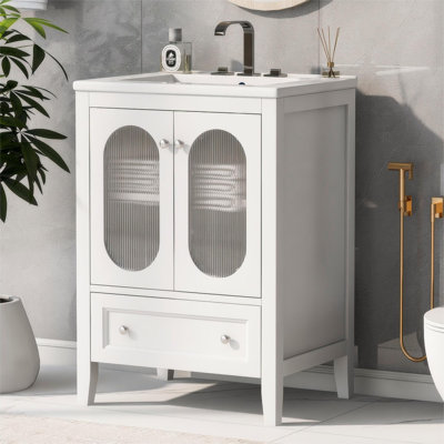 24 Inch Bathroom Vanity With Sink And Adjustable Shelf, Single Bathroom Vanity Cabinet With Storage -  Hayiodda, N725CJKBV0719-24WE