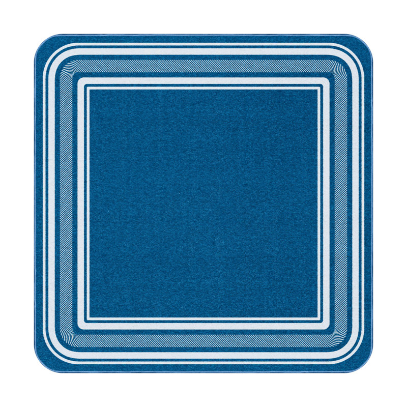 Qulin Blue Non-Slip Area Rug, Square 3'
