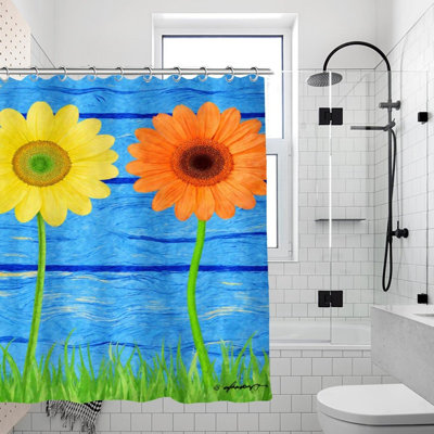 Rideaux de douche Bright Gerbera Daisies & Grass, 71 po x 71 po