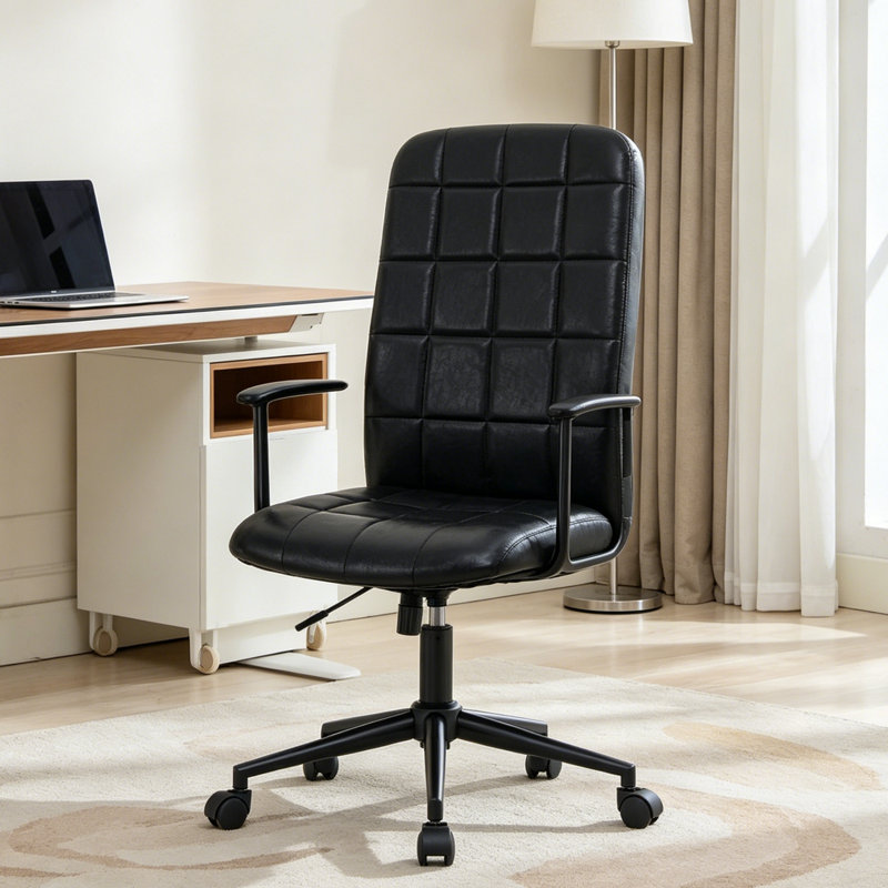 Chaise de bureau pivotante avec accoudoirs, Noir