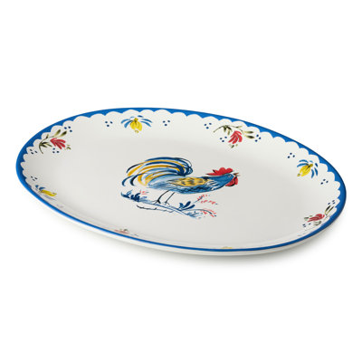 Plateau ovale en céramique French Rooster de 16 po x 12 po French Farmhouse