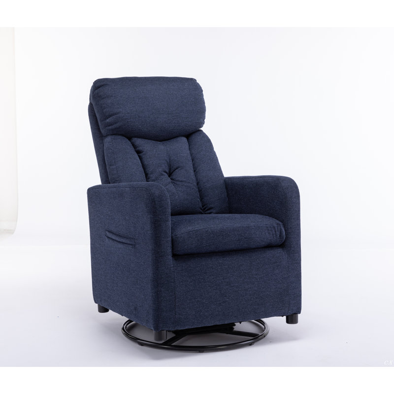 Chaise berçante pivotante en tissu Teddy, Marine