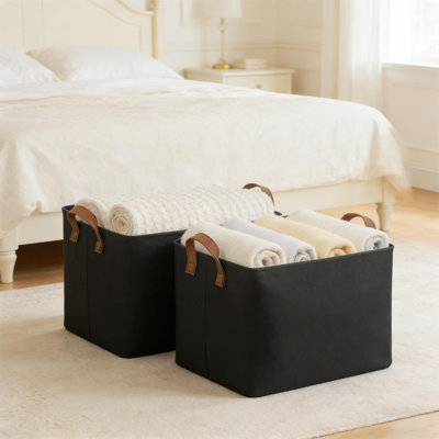Storage Bins, Fabric Storage Bins For Shelves, Closet Baskets And Bins With Handles, 2-Pack
