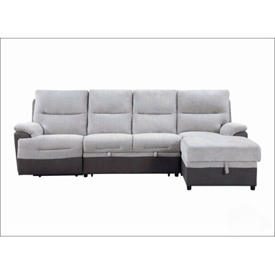 Kia Beige/Brown Sectional With Po And Usb