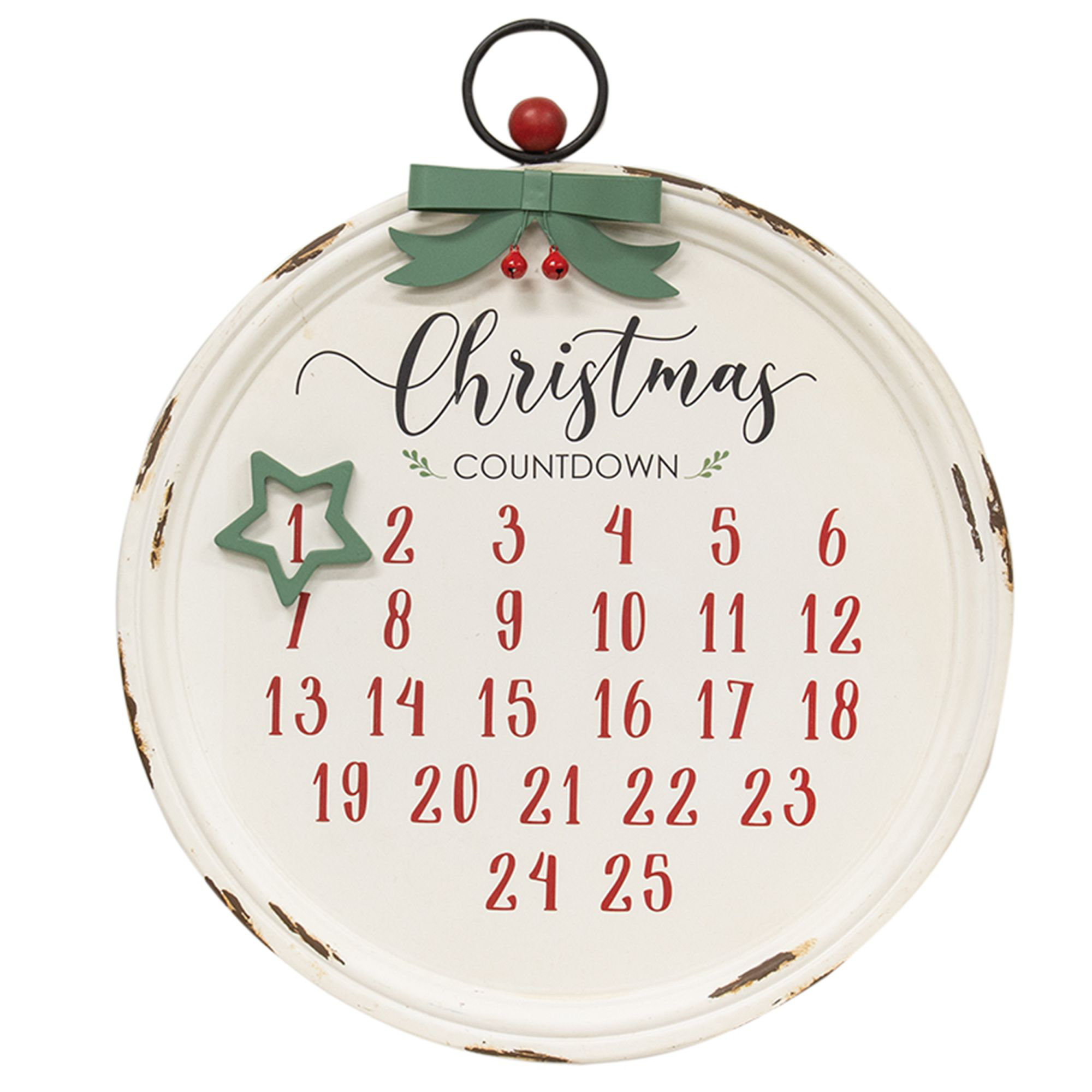 The Holiday Aisle® Distressed Christmas Bulb Countdown Calendar W/Star