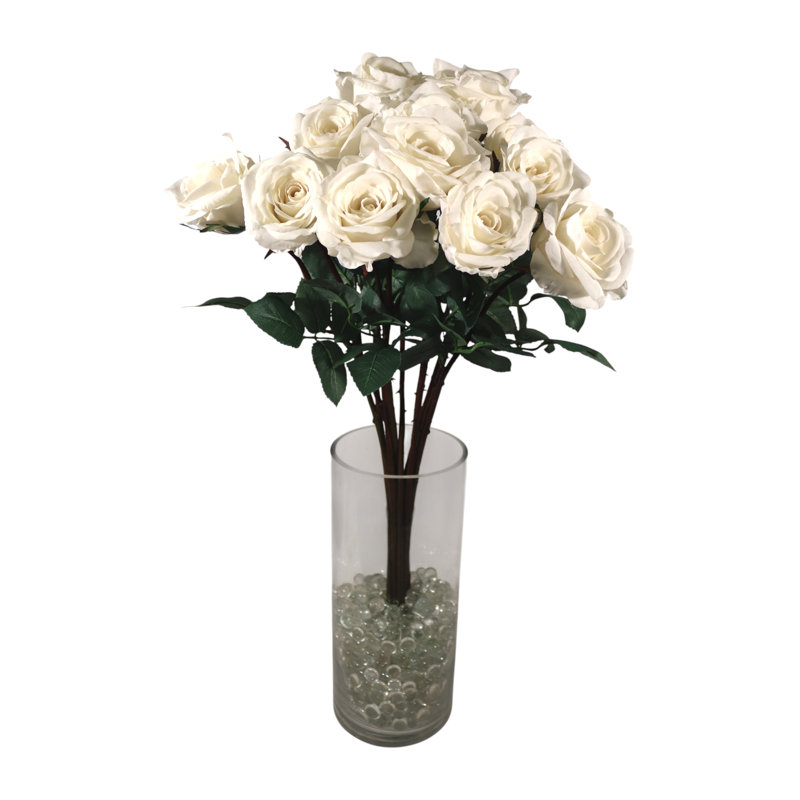 12 bougies blanches 12 "27" Real Touch - fleur artificielle de 4 "de diamètre