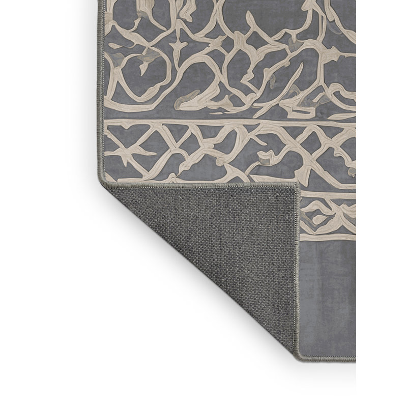 Silky Soft Plush Gray Area Rug, Square 3'