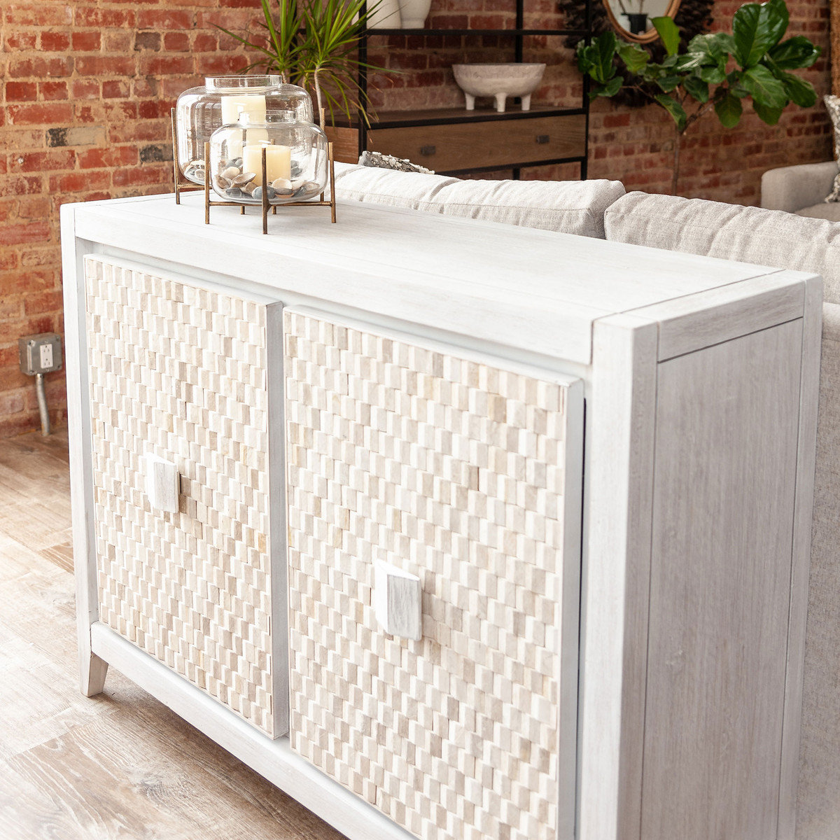 Bria Solid Wood Storage Cabinet, White