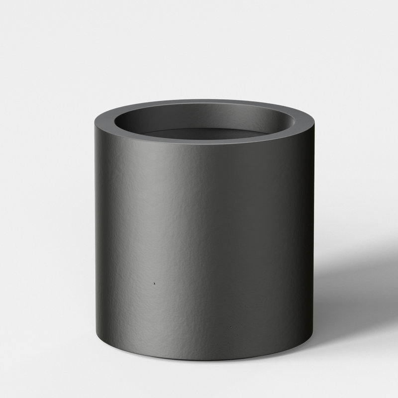 Charcoal Black(Enhanced Interior) Concrete Round Planter / Pot With Drainage Holes, 10" H x 10" W x 10" D