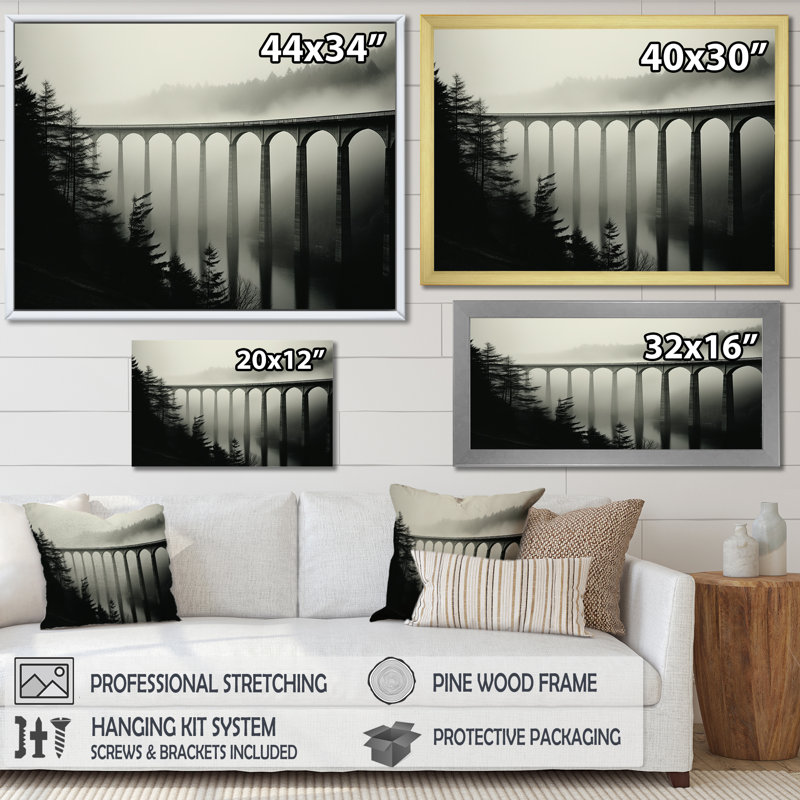 «Bridges Mimalisme» - impression, H 12 po x l 20 po x P 1 po, Cadre simple noir