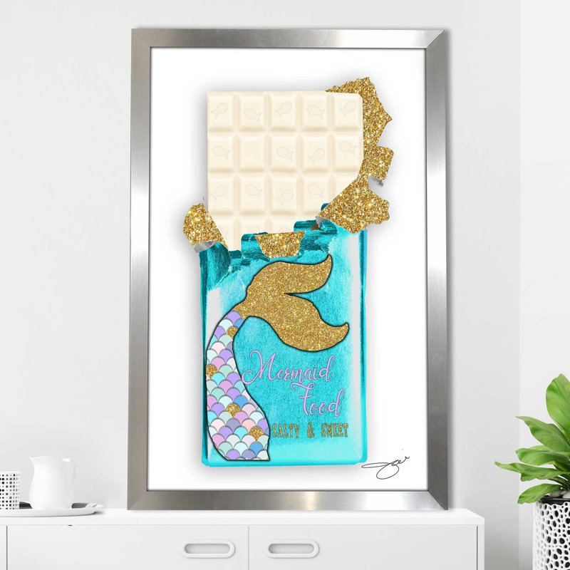 «Mermaid Chocolate Salty & Sweet 1» par By Jodi - impression, H 27,5 po x l 21,5 po x P 0,75 po, Encadrement argenté