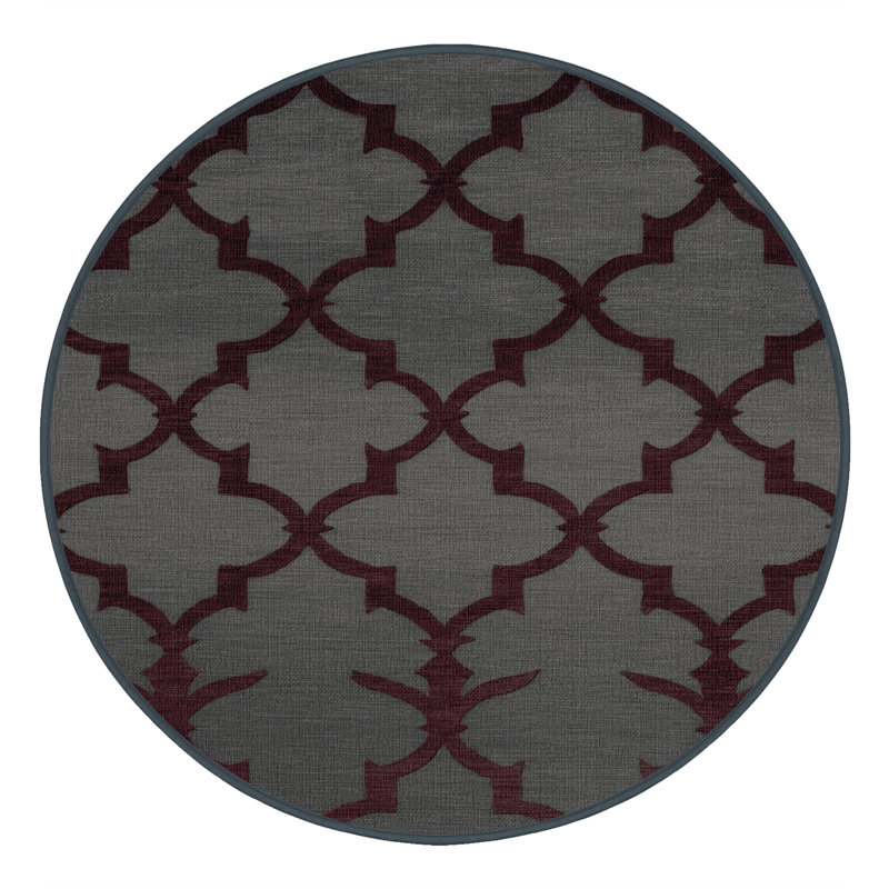 Tapis noir en treillis lavable à la machine, Rond 3 pi