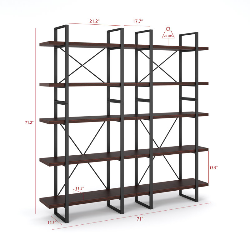 Onagre Iron Library Bookcase, 71.2" H x 71" W