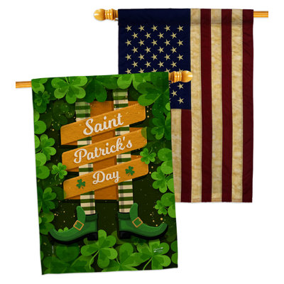 Double Sided 40'' H x 28'' W Polyester St. Patrick's Day House Flag