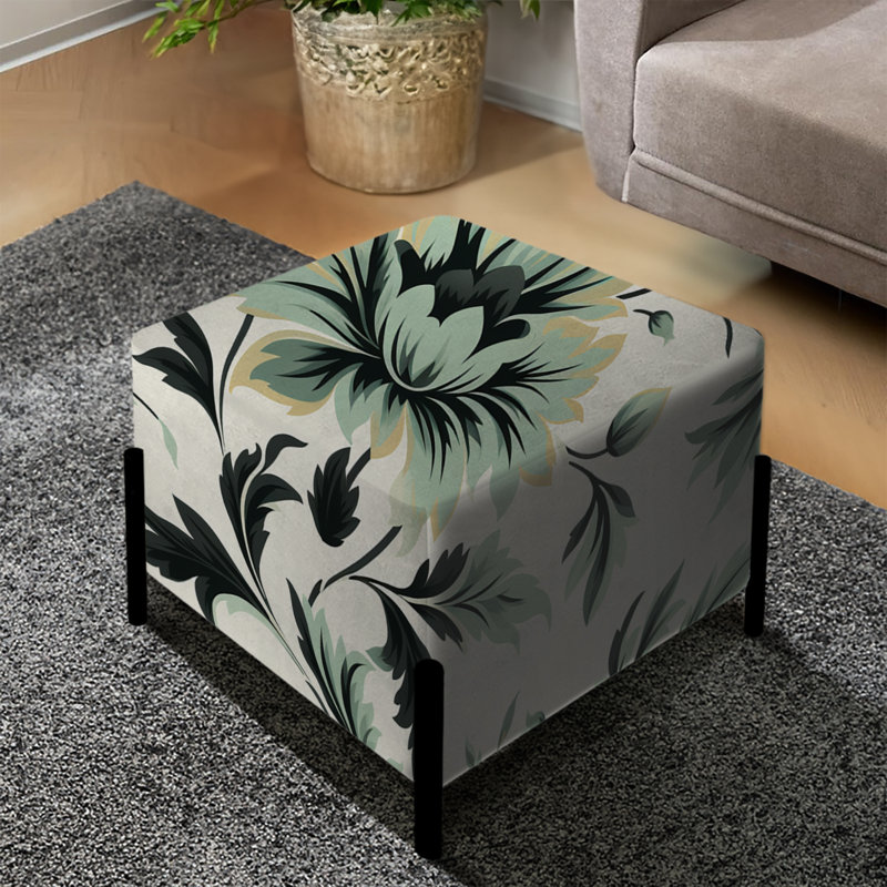 Green Sleek Damask Harmony - Repose-pieds carré damassé
