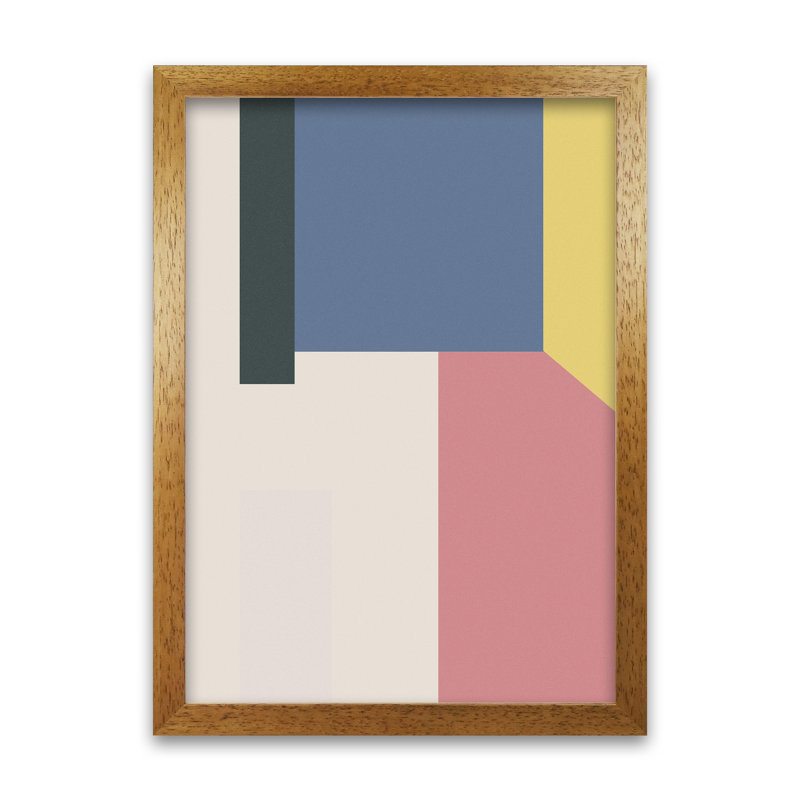 Abstract Multicolour Original - Print, Oak Frame, 30cm H x 21cm W x 3cm D