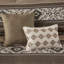 Ensemble d'édredon à rayures 5 pièces avec coussins décoratifs brun double / grand 5 pièces