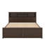 Très grand lit plateforme avec tête de lit bibliothèque et tiroirs de rangement, cadre de lit de rangement très grand en bois avec port USB-1864507935
