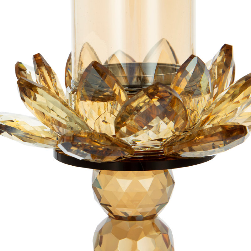 Glass Tabletop Candlestick, 23.2" H x 5.5" W x 5.5" D