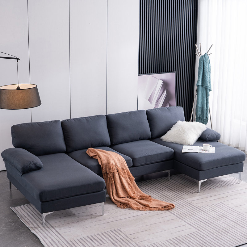 Canapé modulaire rembourré 3 pièces Bronnen, Mélange de lin gris