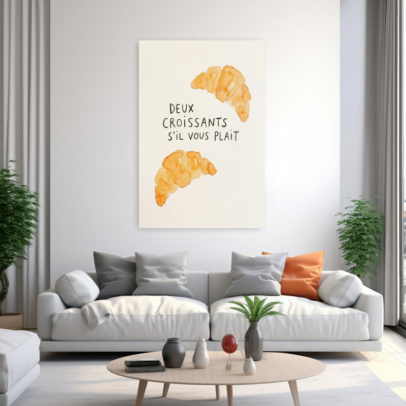 Deux croissants, art mural, H 60 po x l 40 po