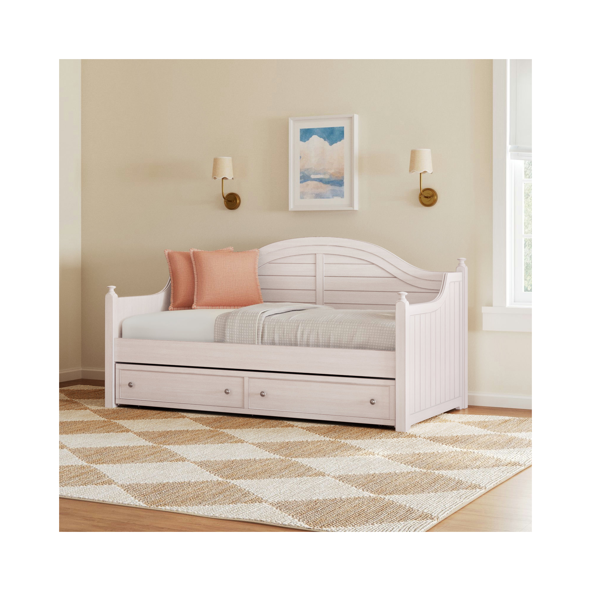 Delaria Daybed with Trundle - Twin, Antique White