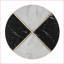 Rond noir Table basse blanche en faux marbre avec incrustations de champagne, tablette en verre peu encombrante pour le salon