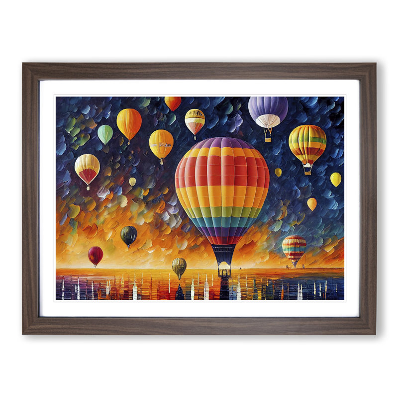 Colourful Hot Air Balloons Vol.1 - Print, Walnut Framed, 46cm H x 64cm W x 2cm D