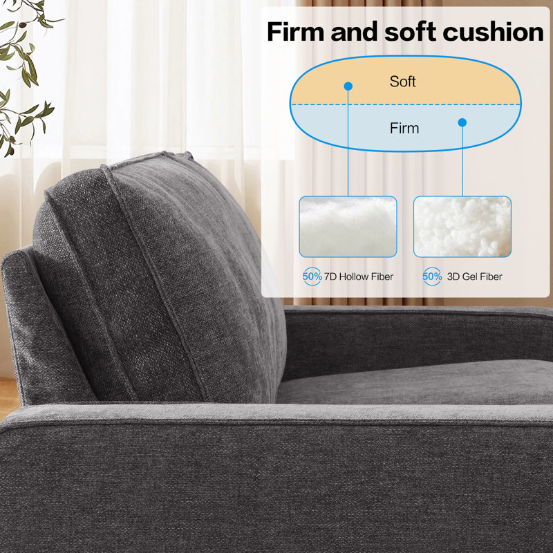 Coussin ergonomique 88,56 po, Chenille grise foncée