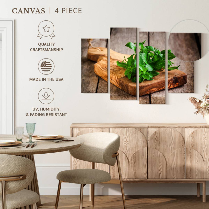 Harnek cuisinant avec du basilic, H 27 po x l 43 po