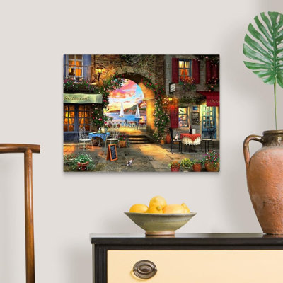 Mediterranean Evening Canvas Wall Art Print By Dominic Davison, Home Decor, Cat, Design Europe, Artwork,24" X18in