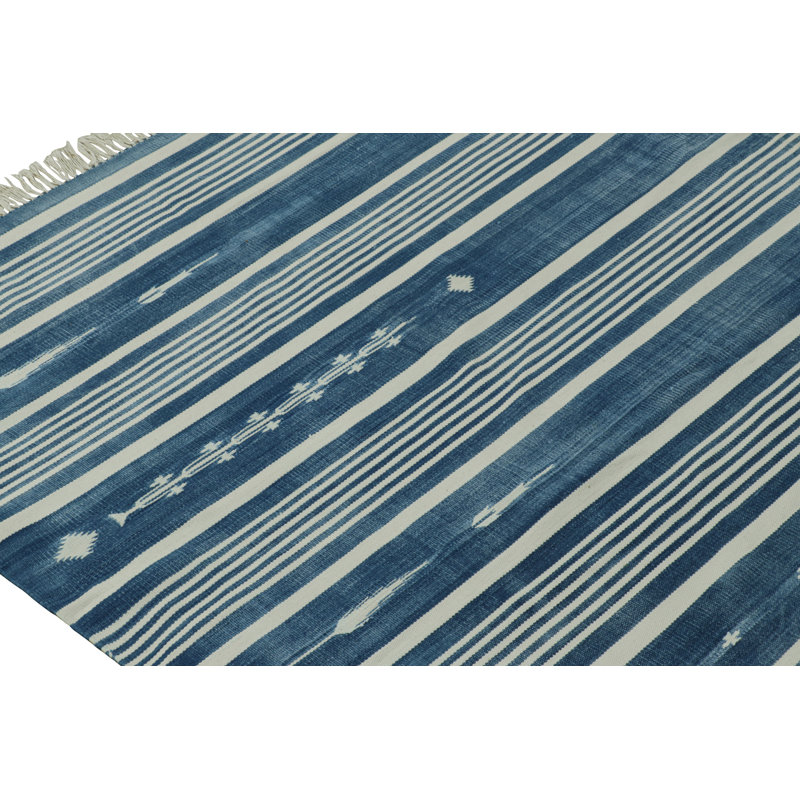 Kilim & Flat Weave Cotton Striped Area Rug, Rectangle 9' x 12'