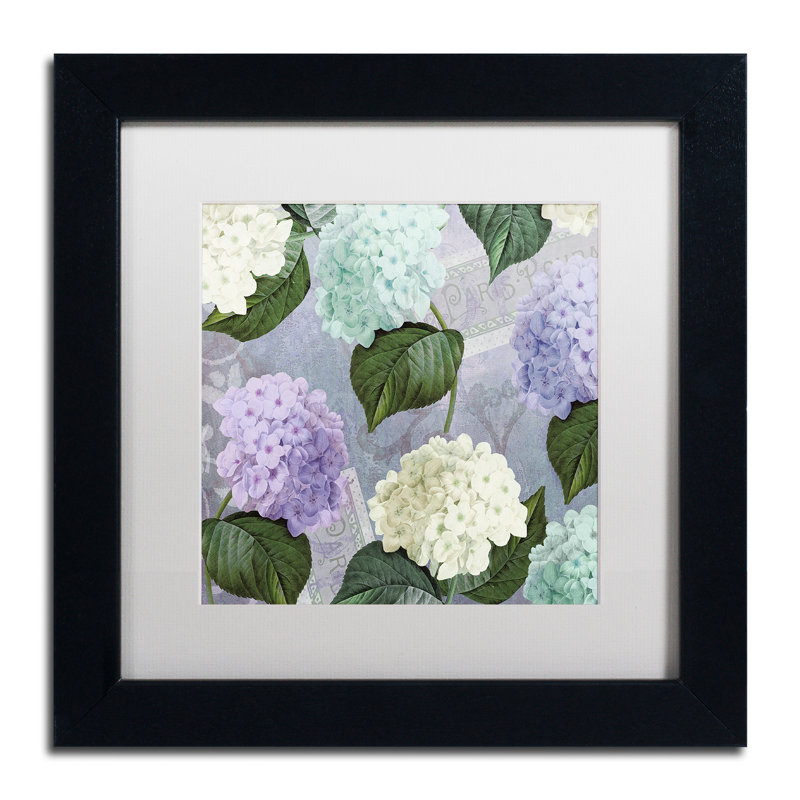 «Hortensia Lavender» par Jadaya, impression encadrée, H 11 po x l 14 po x P 0,5 po, Blanc