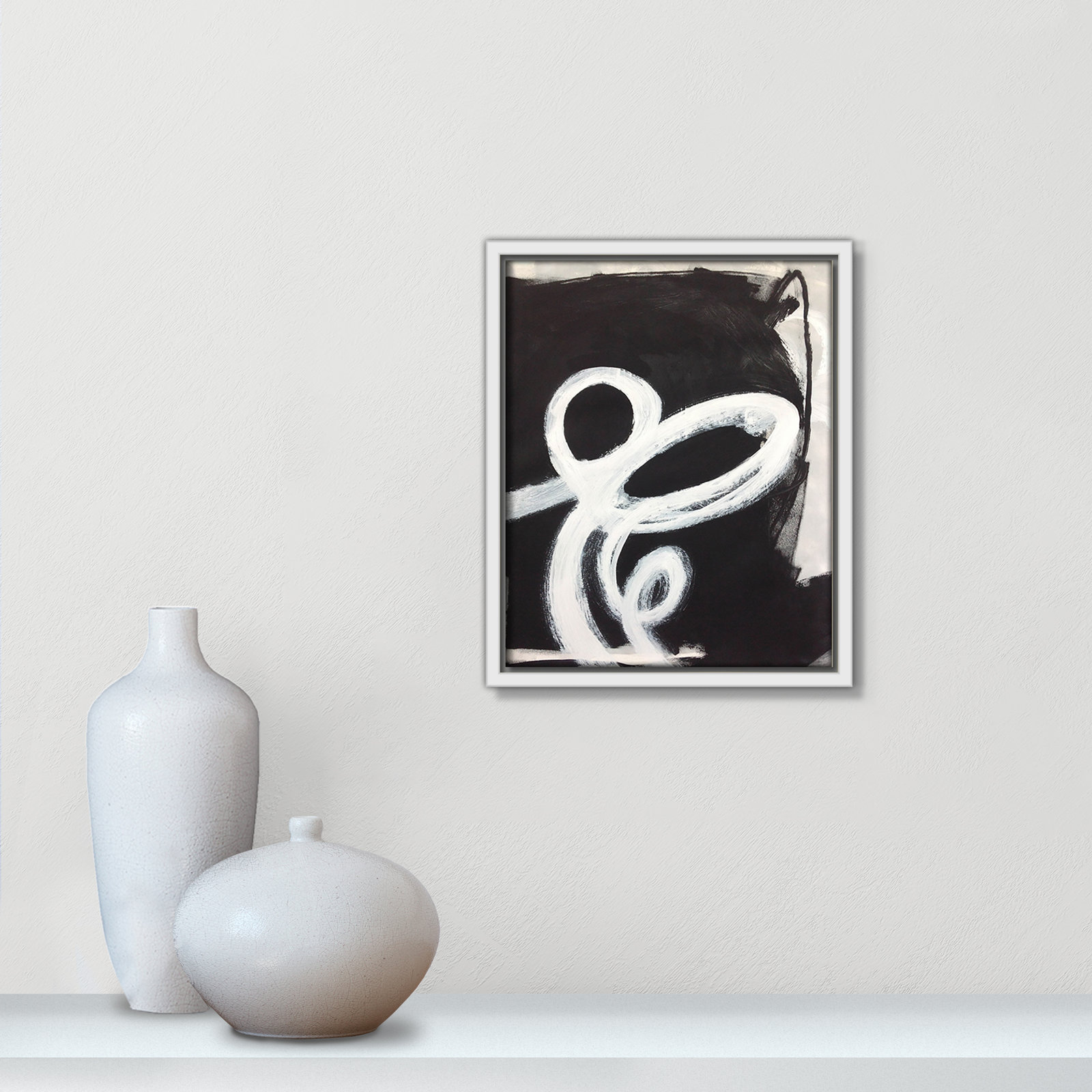 Bronte "Swirly Swirls II" Print, 11.5" H x 9.5" W x 2" D, White Floater Framed, No Mat