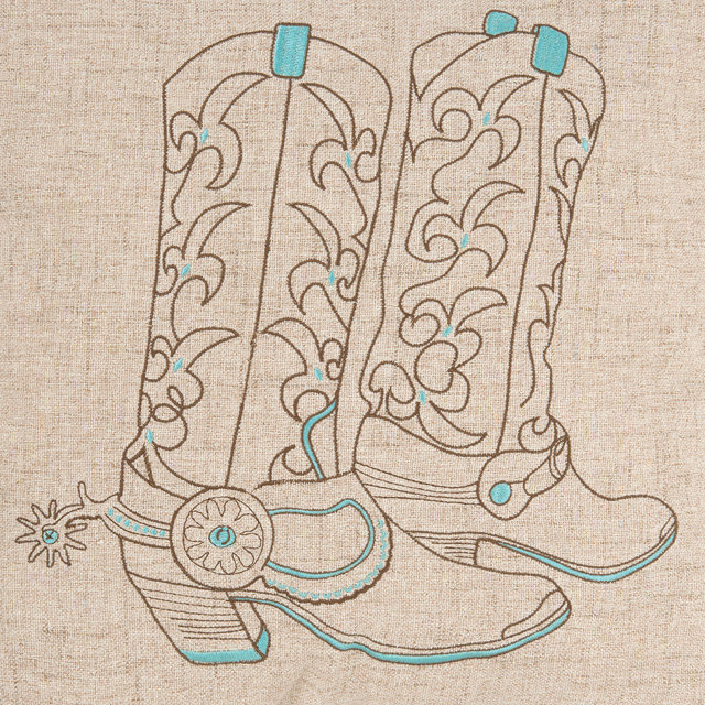 Cowboy Boots Embroidered Throw Pillow