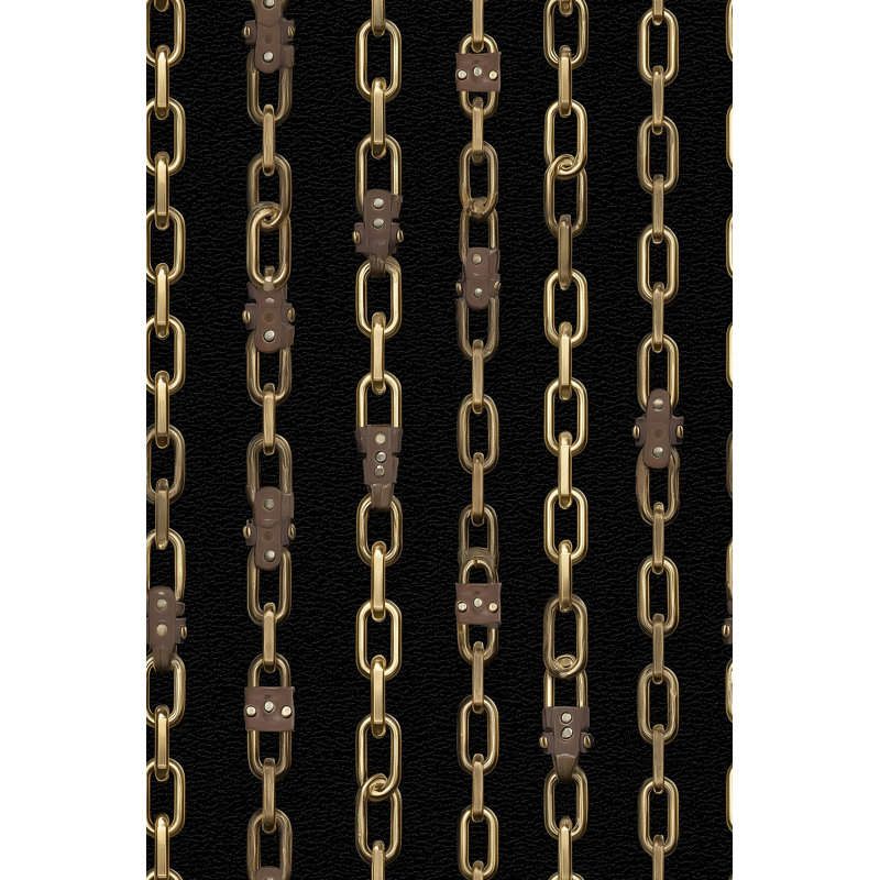 Papier peint Chaînes dorées sur fond noir, amovible, style industriel Glamour, double rouleau, Non-Woven Non-Pasted