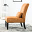 Chaise sans accoudoirs en tissu de chenille, structure en bois massif orange, coussin, pieds de chaise d'appoint de style contemporain, siège confortable, attrait moderne-1480459535