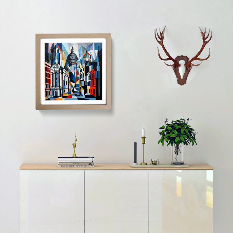 City of London Cubism - Framed Print, Oak