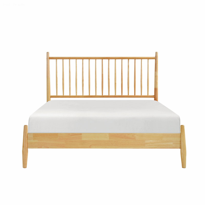 Lit élégant pour appartement, chambre d'amis, cadre de lit plateforme, lit plateforme, lit de chambre en bois avec tête de lit à lattes verticales