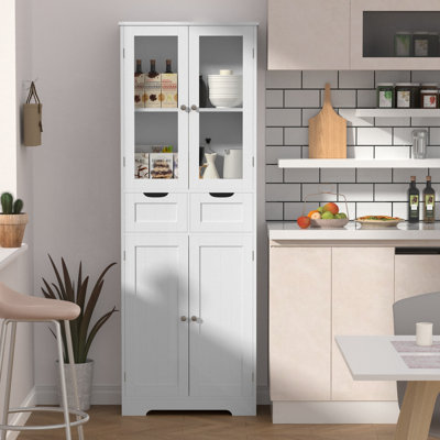 70" Tall White Bathroom Cabinet Storage Cabinet by Aeloxis
